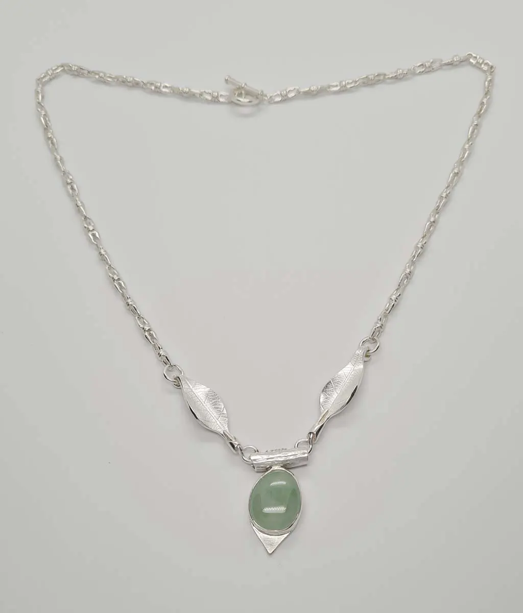 leaves and fruit motif sterling silver necklace